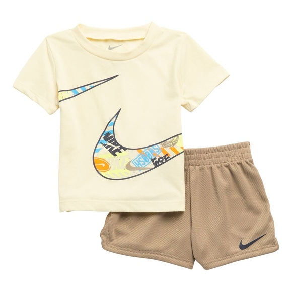 Nike Kids Cream Graphic T-Shirt and Tan Shorts Set | 24 months | NWT - Picture 2 of 6
